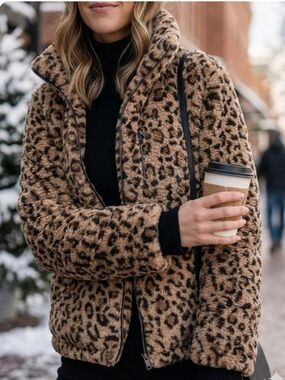 NWT Steve Madden Leopard Faux Fur Puffer Jacket Luxe Mob Wife sz M